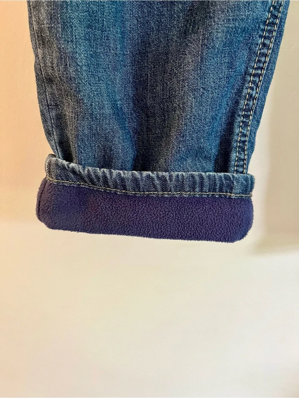 Carter's Dark fleece Lined Jeans with Gray Waistband NWT